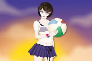 气质女生在海边