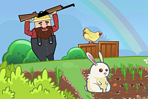 猎人射击小兔子