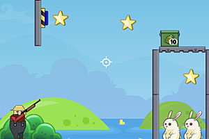 猎人射击小兔子