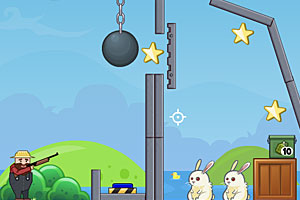 猎人射击小兔子