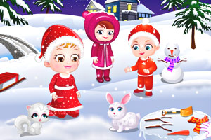 可爱宝贝打雪仗