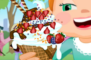 草莓蛋筒冰淇淋