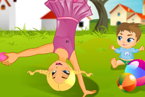 装扮倒立的小美女