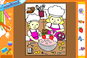 给草莓蛋糕填颜色