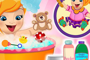 照顾宝贝艾玛洗白白