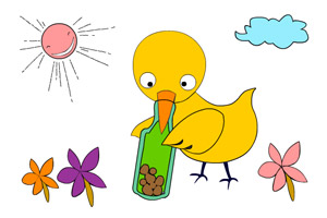 填色游戏之小鸟喝水