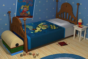 蓝色儿童房逃生