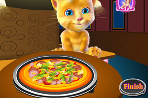 说话猫烹饪披萨