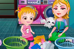 可爱宝贝清洗衣服