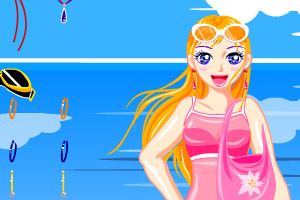 可爱女孩穿泳装