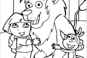 为朵拉和狮子上色