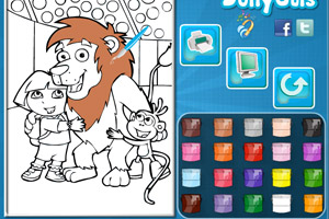 为朵拉和狮子上色