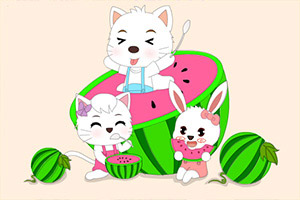 妮妮猫填色之夏日清凉