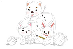 妮妮猫填色之夏日清凉