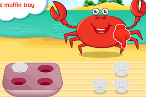 可爱螃蟹纸杯蛋糕