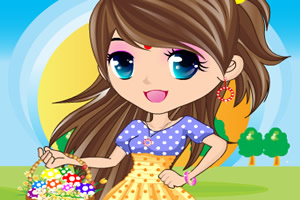 采蘑菇的小姑娘