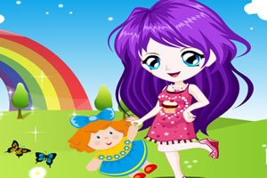 可爱女孩和公仔