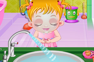 可爱宝贝打扫浴室