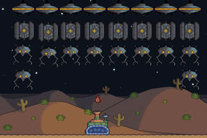 大炮射击入侵者