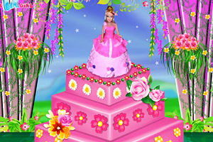 芭比碎花蛋糕装饰