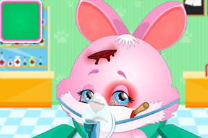 治疗受伤的小兔子