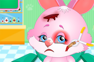 治疗受伤的小兔子