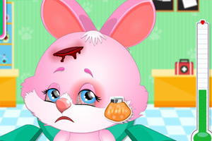 治疗受伤的小兔子