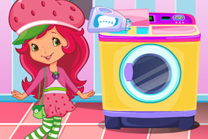 草莓女孩洗衣