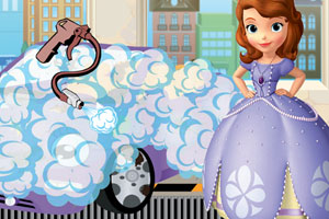 苏菲亚清洗爱车