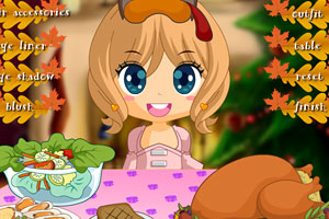 小女孩感恩节前打扮