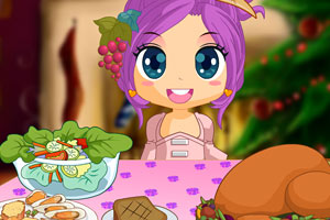 小女孩感恩节前打扮