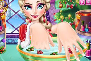 艾尔莎圣诞节美甲