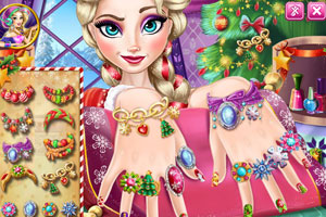 艾尔莎圣诞节美甲