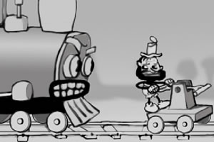 大力水手躲避火车