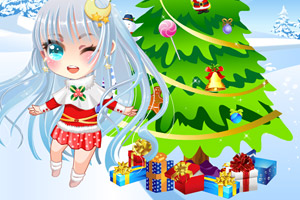 圣诞小精灵和圣诞树