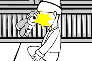 圣诞节吓唬小男孩