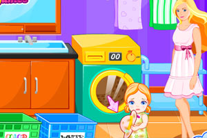 芭比教宝贝洗衣服