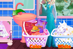 艾莎清洗脏衣服