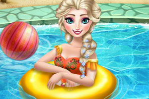 艾尔莎游泳前美容