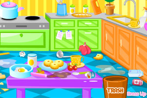 可爱女孩大扫除