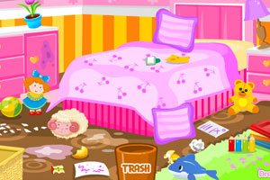 可爱女孩大扫除