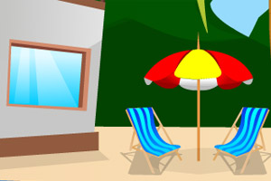 逃离海滩进入小屋