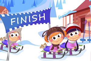 孩子们冬季滑雪