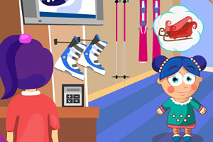 孩子们冬季滑雪