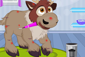 冰雪驯鹿受伤了