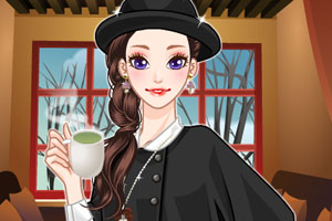 女孩冬季茶话会