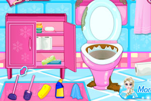 孕妇艾尔莎清理洗手间