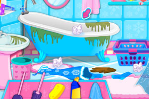 孕妇艾尔莎清理洗手间