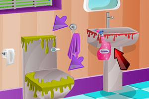 怪物女孩打扫洗手间