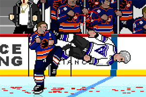 曲棍球手玩格斗